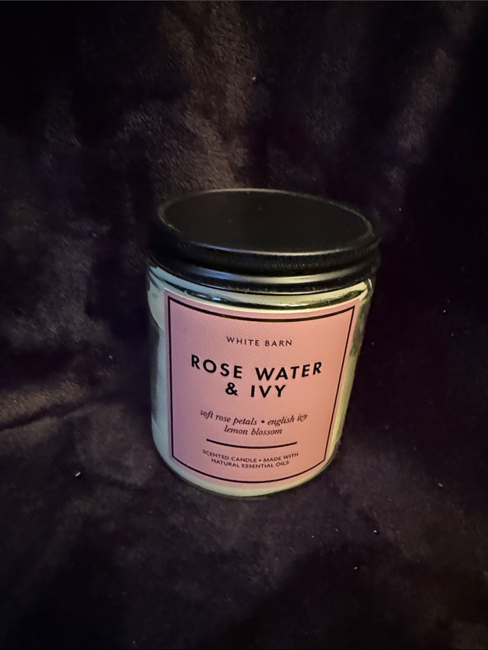 White Barn Rose Water & Ivy Candle - Pink Label, Black Lid